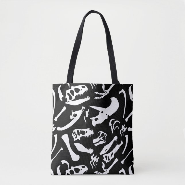 Dinosaurierknochen (schwarz und weiß) tasche (Vorderseite)