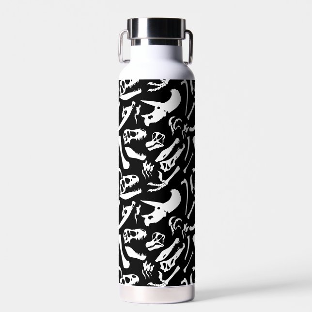 Dinosaurierknochen (schwarz und weiß) trinkflasche (Vorne)