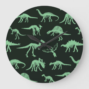 Dinosaurierknochen Vintage Silhouette Illustration Große Wanduhr