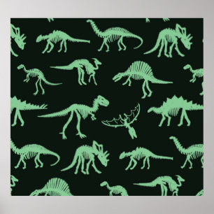 Dinosaurierknochen Vintage Silhouette Illustration Poster