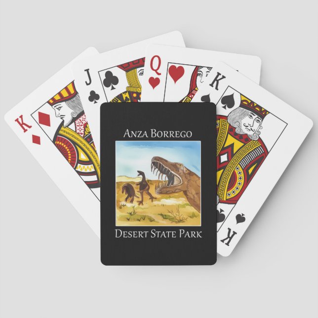 Dinosaurierkulpturen in der Wüste von Anza Borrego Spielkarten (Rückseite)