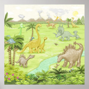 Dinosaurierlandschaft Poster