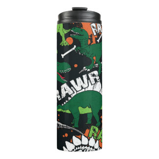 Dinosaurierskelett, grunge nahtloses Muster. Thermosbecher