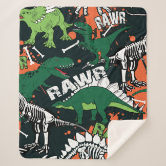 Dinosaurierskelett. Vintage Grunge Sherpadecke