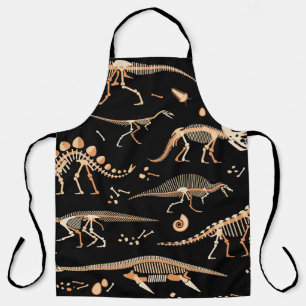 Dinosaurierskelette, Fossilien, Vintages Muster. Schürze