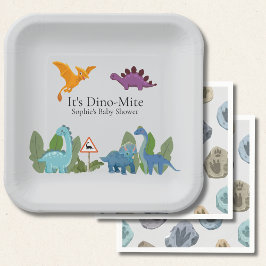 Dinosaurs Baby Shower Paper Plate Pappteller