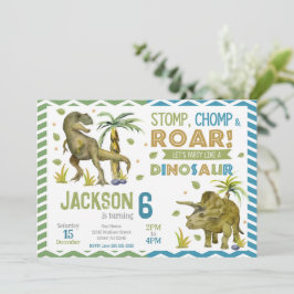 Dinosaurs Birthday Invitation | T-rex | Triceratop Einladung