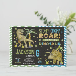 Dinosaurs Birthday Invitation | T-rex | Triceratop Einladung