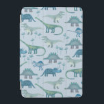 Dinosaurs Blaues Muster iPad Mini Hülle<br><div class="desc">Viele blaue Saurier, Tyrannosaurus rex, Spinosaurus, Stegosaurus, Diplodocus und Triceratops. Hilfe!</div>