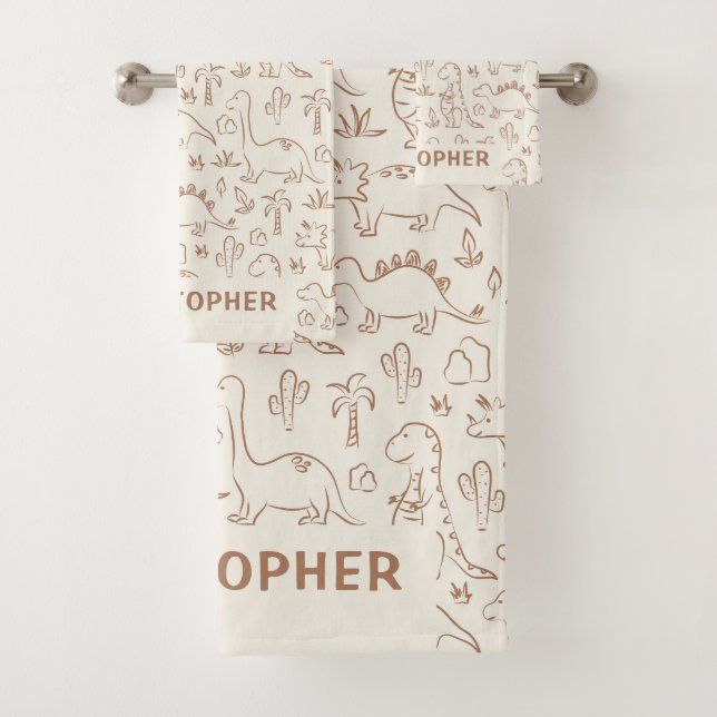 Dinosaurs Boy Name Dino Cute Jungle Boho Beige (En situation)