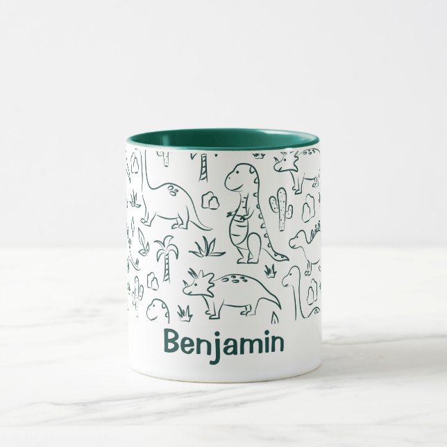 Dinosaurs Boy Name Dino Cute Jungle Green Tasse (Zentrum)