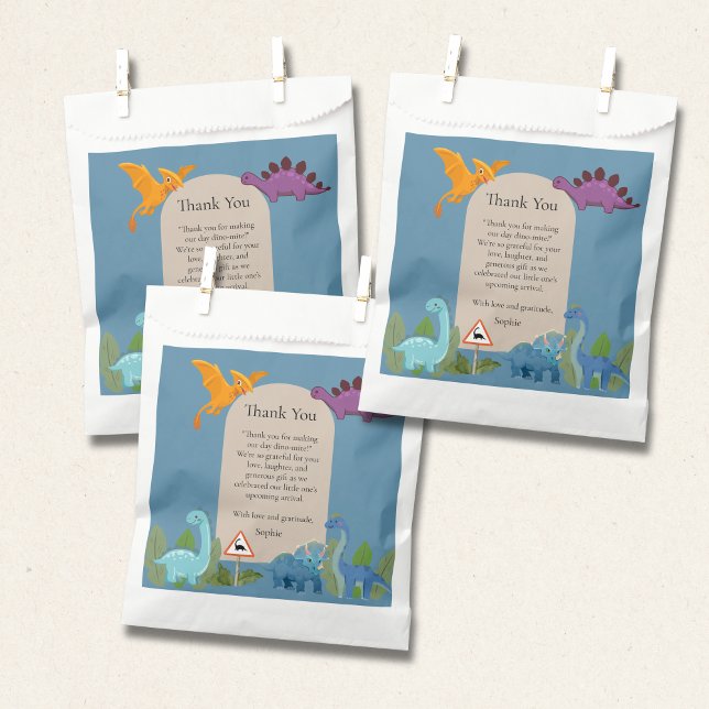 Dinosaurs Crossing, T-rex Baby Shower Geschenktütchen (Von Creator hochgeladen)