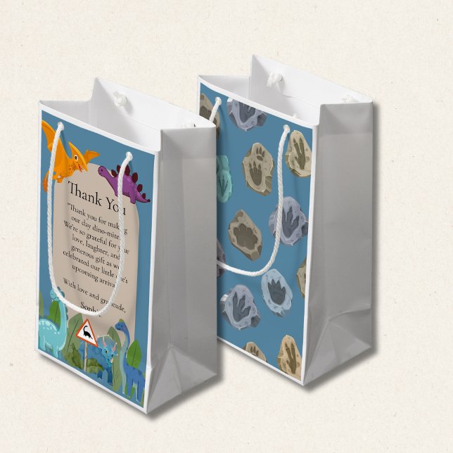 Dinosaurs Crossing, T-rex Baby Shower Kleine Geschenktüte (Von Creator hochgeladen)