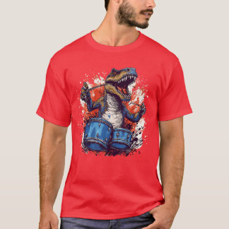 Dinosaurs Drums Music Playing Re Dino Drummer vint T-Shirt