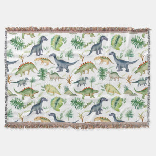 Dinosaurs Grren Watercolor Kids Pattren Decke