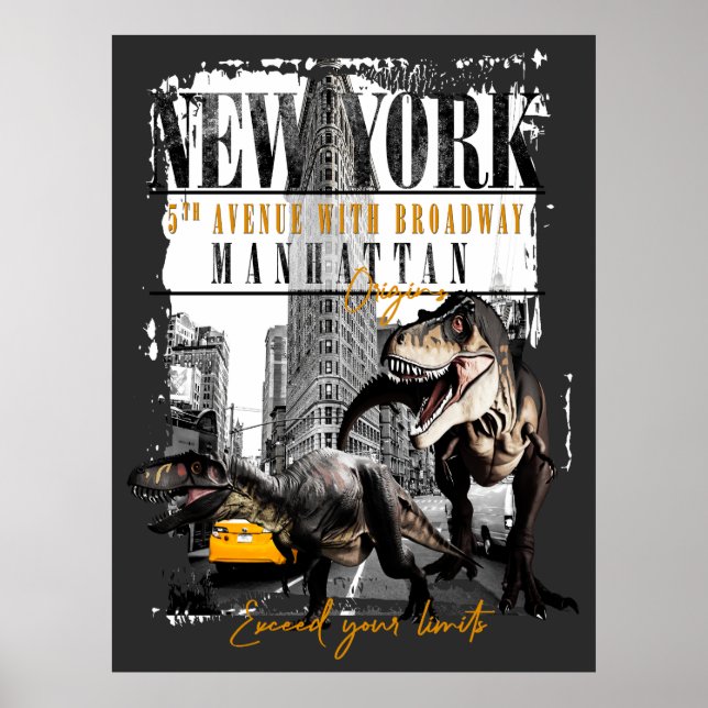 Dinosaurs in Manhattan NYC Poster (Vorne)