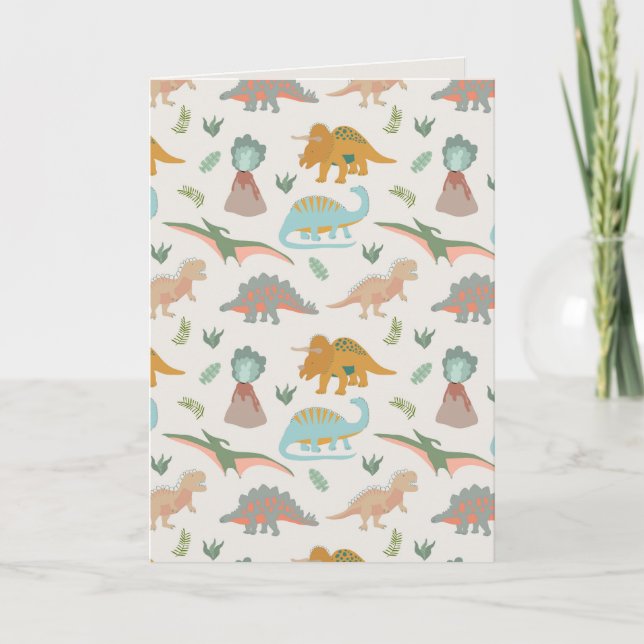 Dinosaurs Kids Hand Drawn Boho Dinosaur Pattern Karte (Vorderseite)