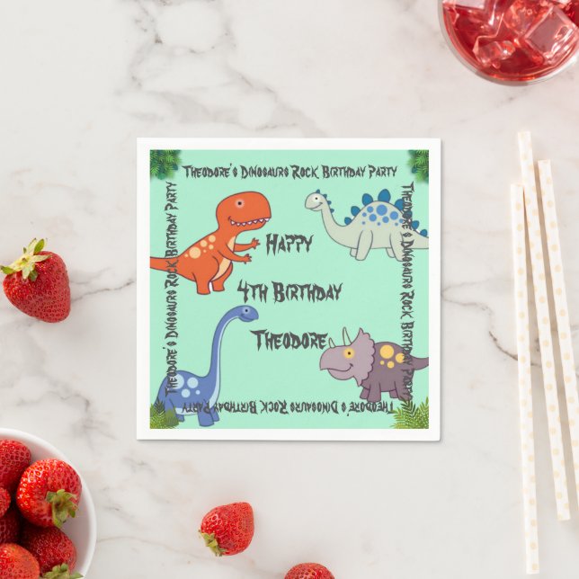 Dinosaurs Rock Birthday Party Serviette (Beispiel)