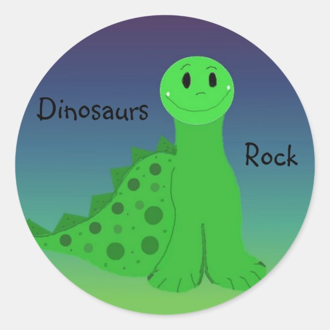 Dinosaurs Rock Runder Aufkleber (Vorderseite)