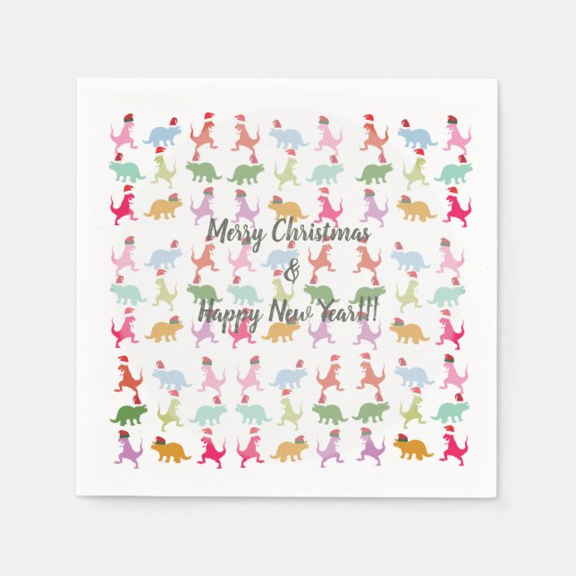 Dinosaurs Santa Mood Serviette (Vorderseite)