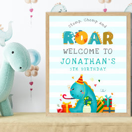 Dinosaurs Stomp Chomp and roar birhtday boy Poster
