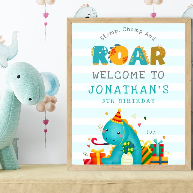 Dinosaurs Stomp Chomp and roar birhtday boy Poster (Von Creator hochgeladen)