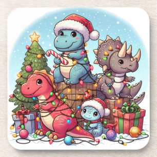 Dinosaurus Weihnachten ,  Getränkeuntersetzer