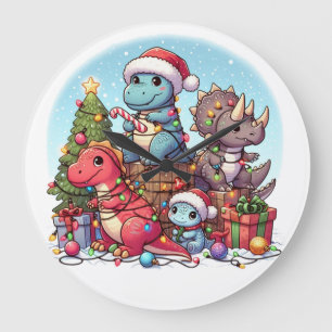 Dinosaurus Weihnachten ,  Große Wanduhr