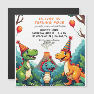 Dinosour Geburtstagsparty Einladung Magnetkarte