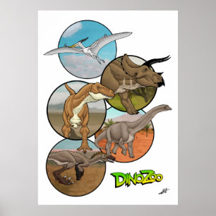 DinoZoo Dinosaurier Collage Poster