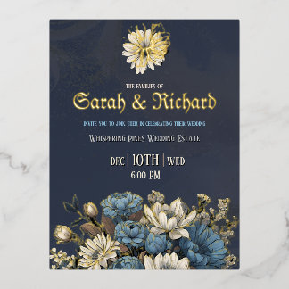 D'invitation À Feuilles D'aluminium Elégante carte postale Mariage Gold Foil de la Mar