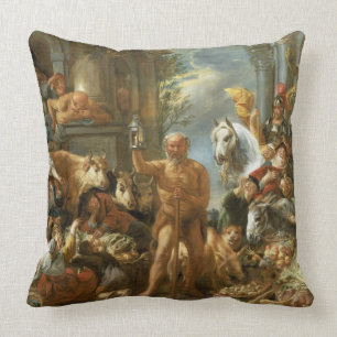 Diogenes, der nach einem ehrlichen Mann, c.1650-55 Kissen