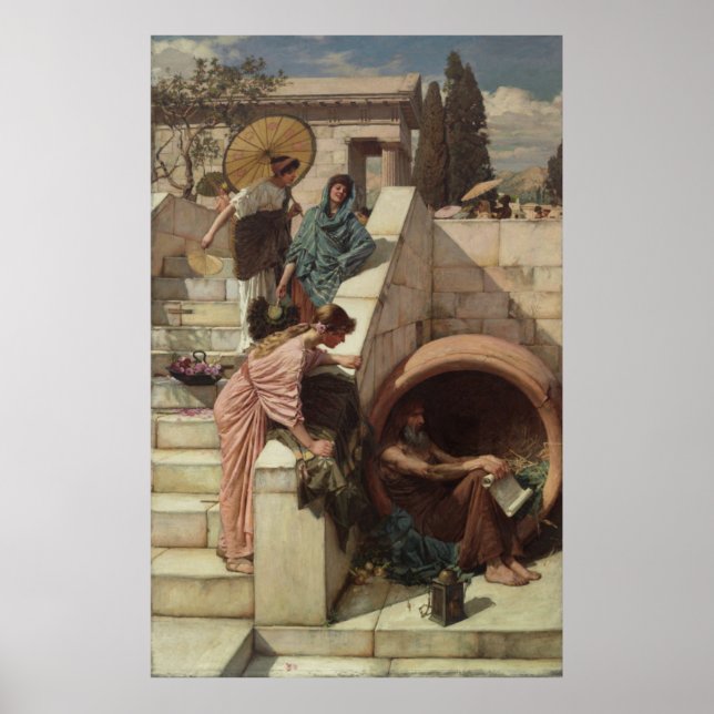Diogenes von John William Waterhouse Poster (Vorne)