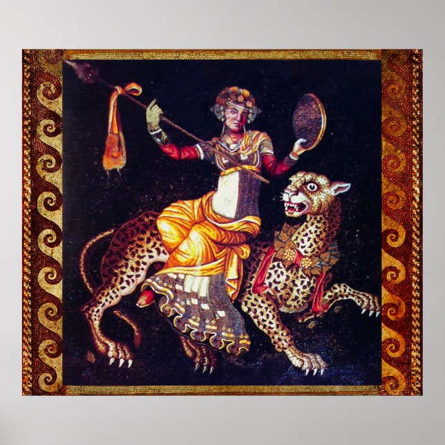 DIONYSOS MIT EINER SPEAR REITENDEN LEOPARD-griechi Poster (Vorne)