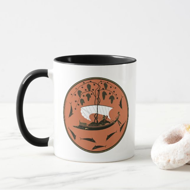 Dionysus Cup: Griechischer Gott auf Schiffsweinen  Tasse (Mit Donut)