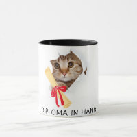 Diplom in Hand Niedlich Grad Katze