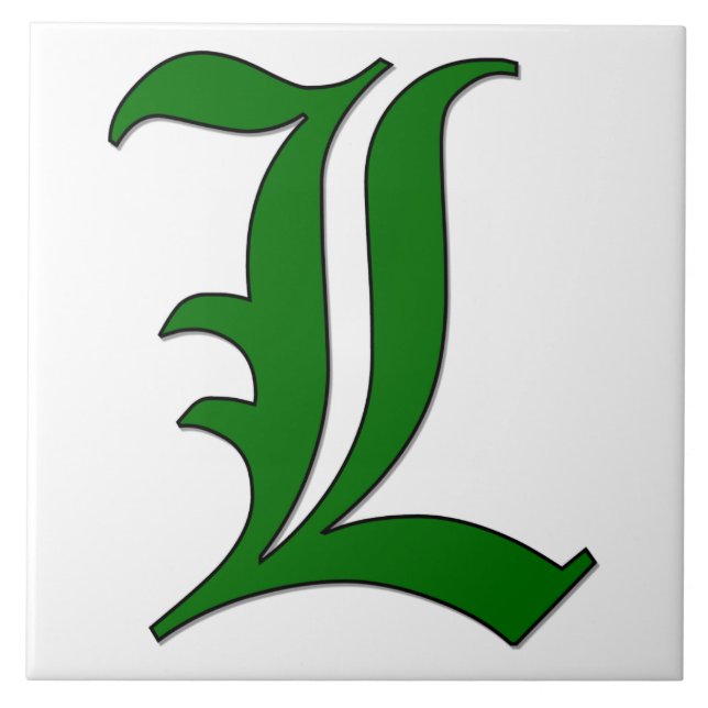 Diploma Letter L in der grünen Monogram-Tile Fliese (Vorderseite)