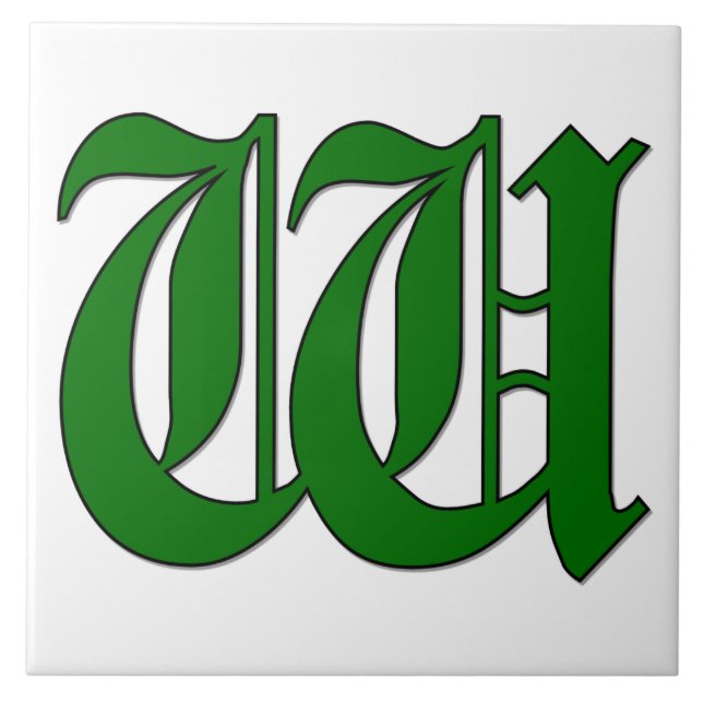 Diploma Letter W in der grünen Monogram-Tile Fliese (Vorderseite)