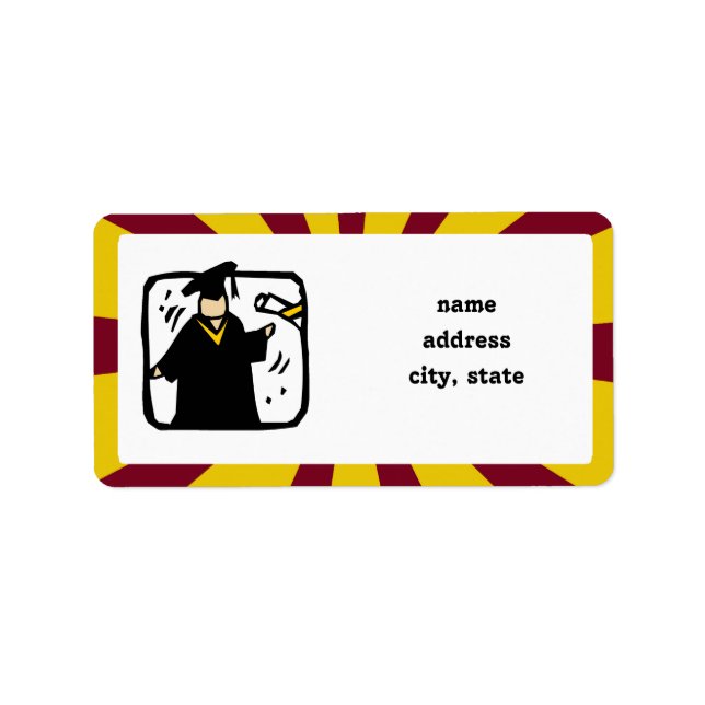 Diplomabschluss (2) Red & Gold Adressaufkleber (Vorne)