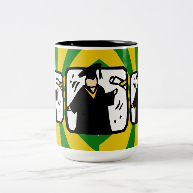 Diplomabschluss - Green & Gold Zweifarbige Tasse (Mittel)