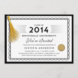Diplôme 2014 Invitation avec Gold Tassel