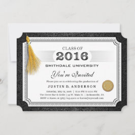 Diplôme 2016 Invitation Gold Tassel Corners
