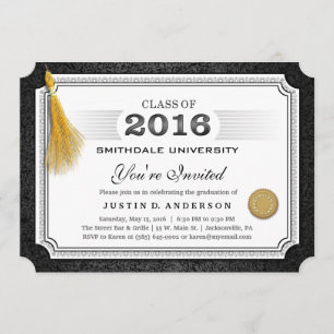 Diplôme 2016 Invitation Gold Tassel Corners