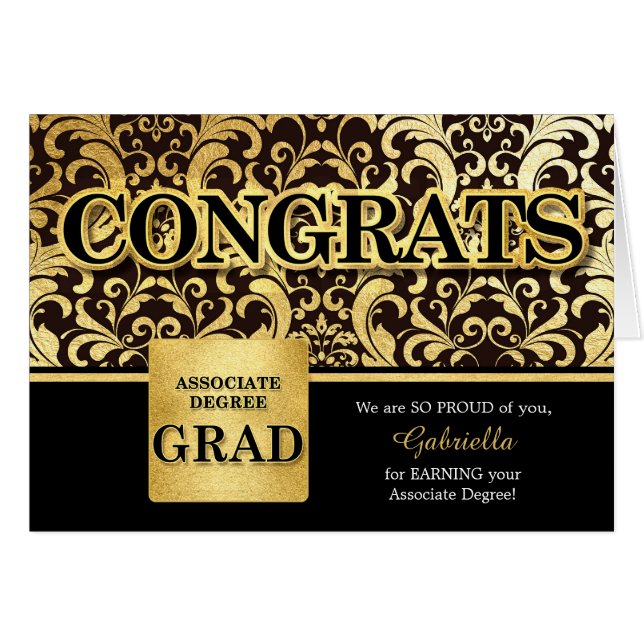 Diplôme associé en Faux Gold Foil (Devant horizontal)
