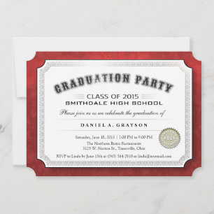 Diplôme de fin d'études 2015 Invitation rouge et b