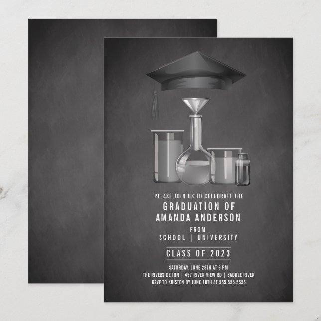 Diplôme de sciences Invitation de la fête de gradu (Devant / Derrière)