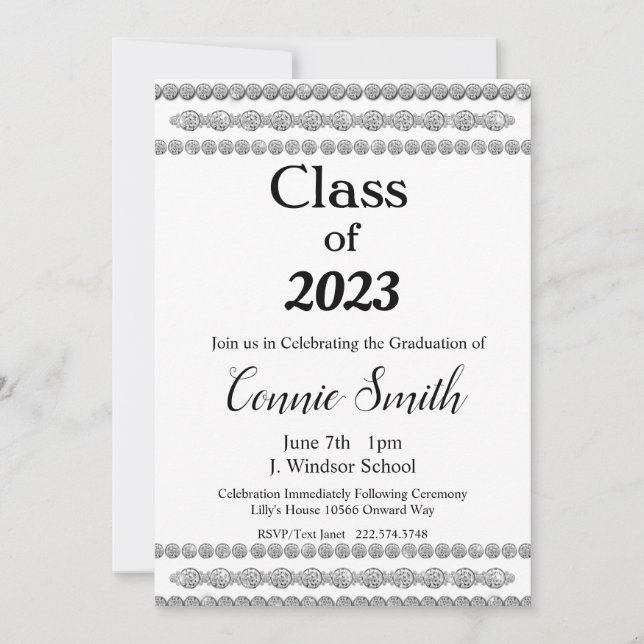 Diplôme en diamant, Classe de 2023 Invitation (Devant)