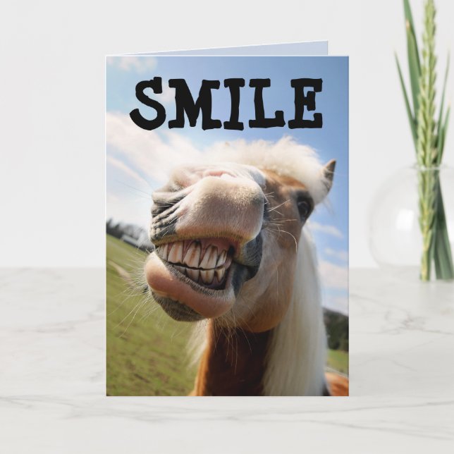 DIPLÔME FUNNY HORSE SMILE CARTES DE FÉLICITATIONS (Devant)