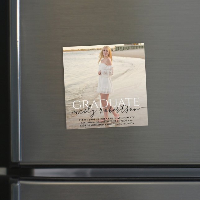 Diplômé Moderne Modèle photo Magnet simple (Créateur téléchargé)