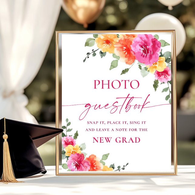Diplôme Photo Livre d'or Bright Floral Sign (Créateur téléchargé)